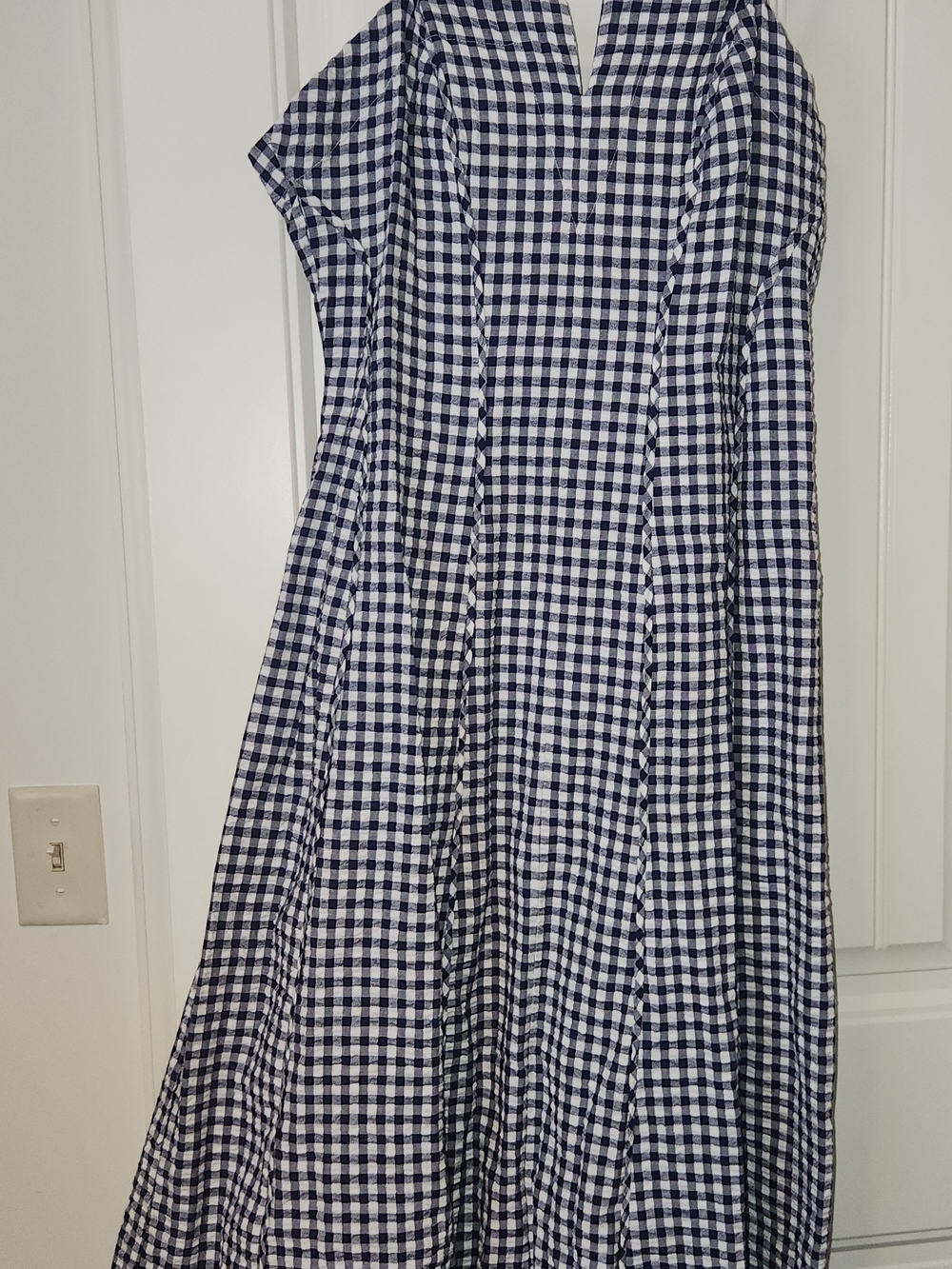 Blue Gingham Spaghetti Strap Mid Length Dress - Picture 3 of 6